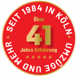 Rotes Siegel für 41 Jahre im Geschäft als zuverlässiger Umzugspartner